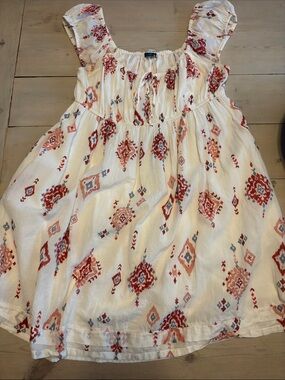 American Eagle Women's  White Dress with Red Floral Print size Large